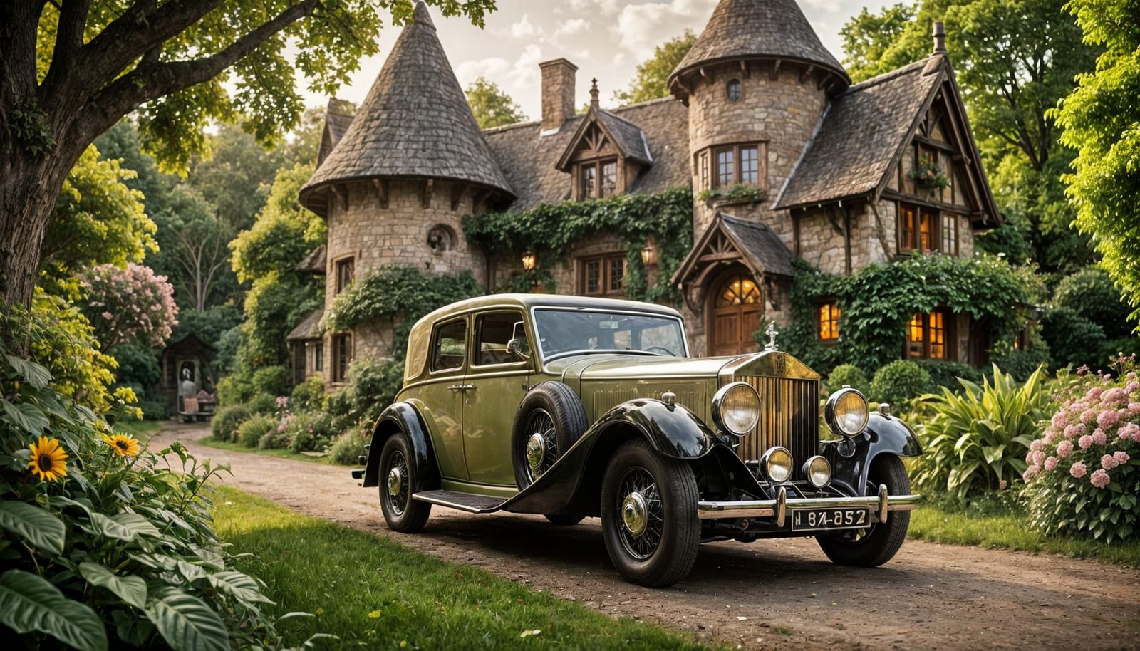 Vintage Luxury Automotive Photography in Whimsical Fairy Tal...