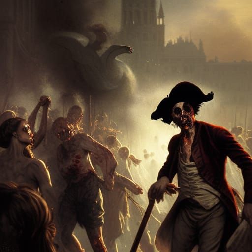 French Revolution Zombies in Dark Fantasy Style