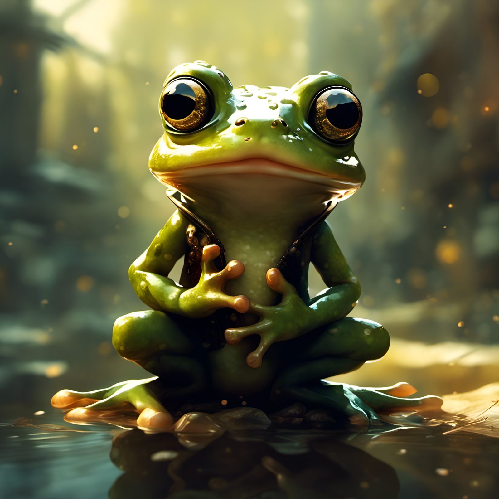 Anthropomorphic Frog Storyteller in Detailed 3D Style