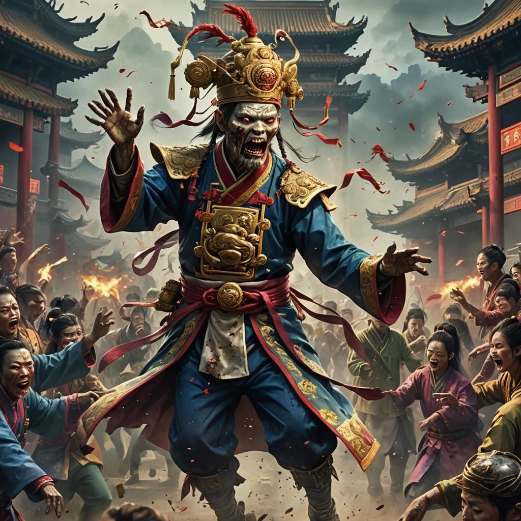 Chinese Zombie Jumps into Crowd as Digital Art