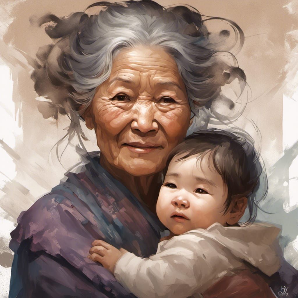 "Bound by Love: PORTRAIT OF GRANDMOTHER AND BABY GRANDDAUGHT...