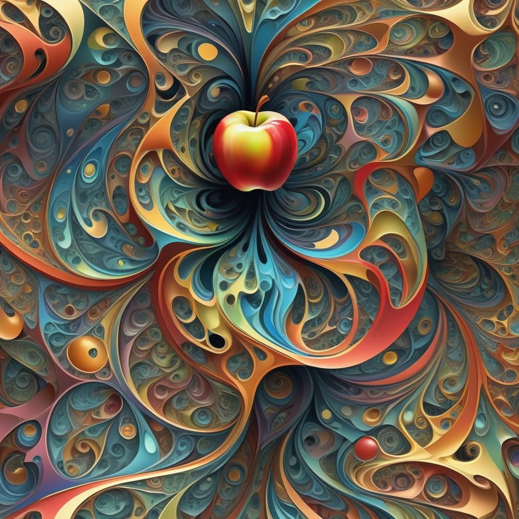 Abstract Fractal Apple in Escher Style