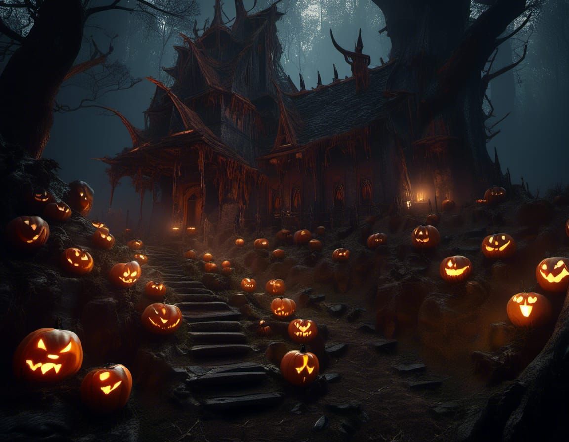 Haunted Medieval Village in Foreboding Forest