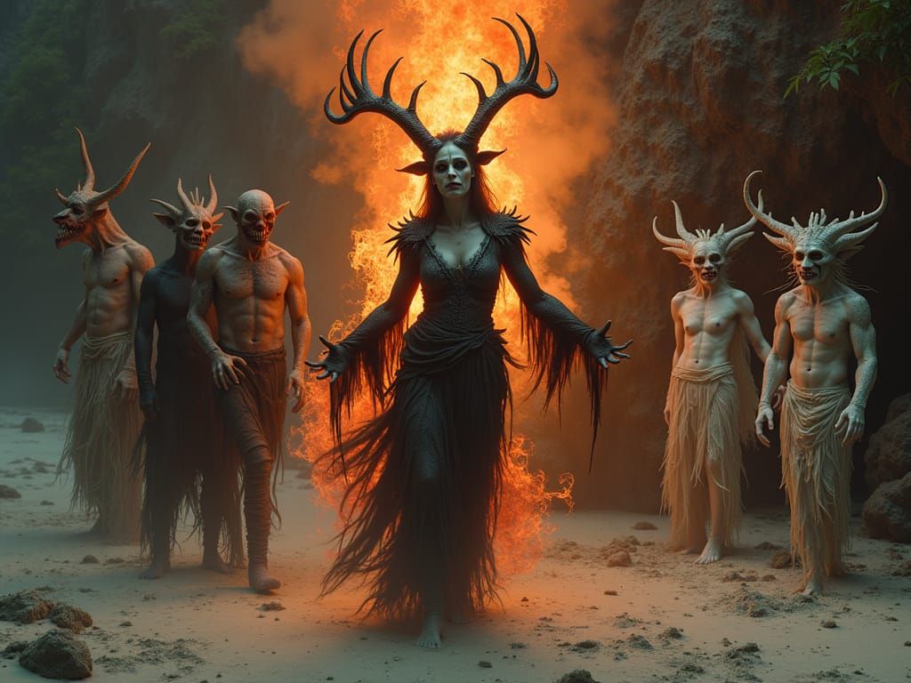 Fire Witch Queen at Surreal Halloween Party