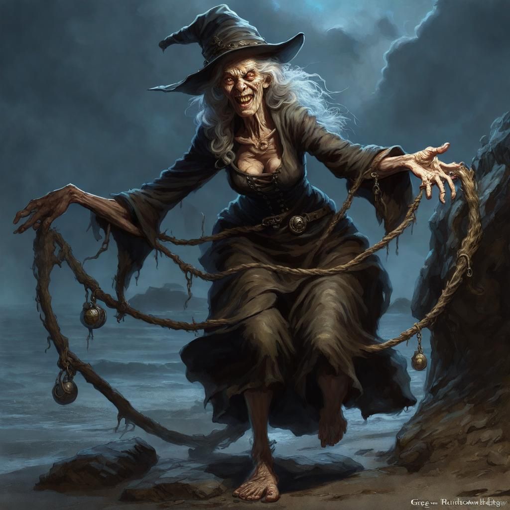 Fantasy Witch Casting Magic in Gothic Style