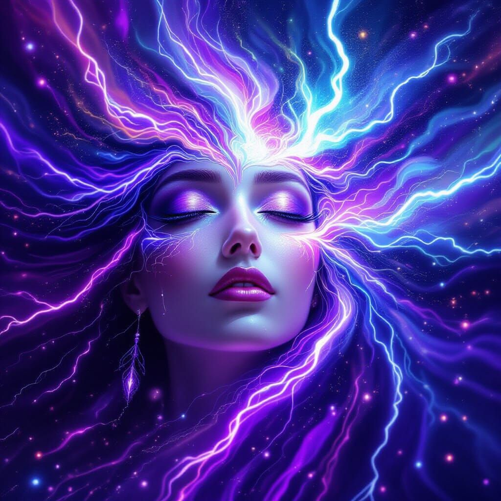 Astral Goddess Dissolving in Cosmic Colors