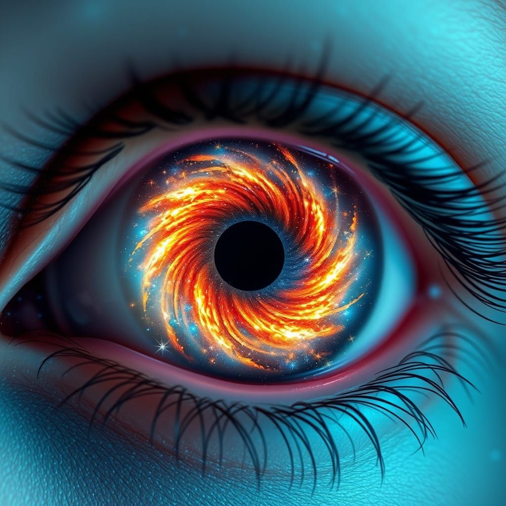Hyper-Realistic Starforged Eye in Cosmic Vortex