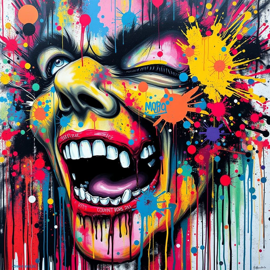 Vibrant Emotional Explosion in Street Art Style