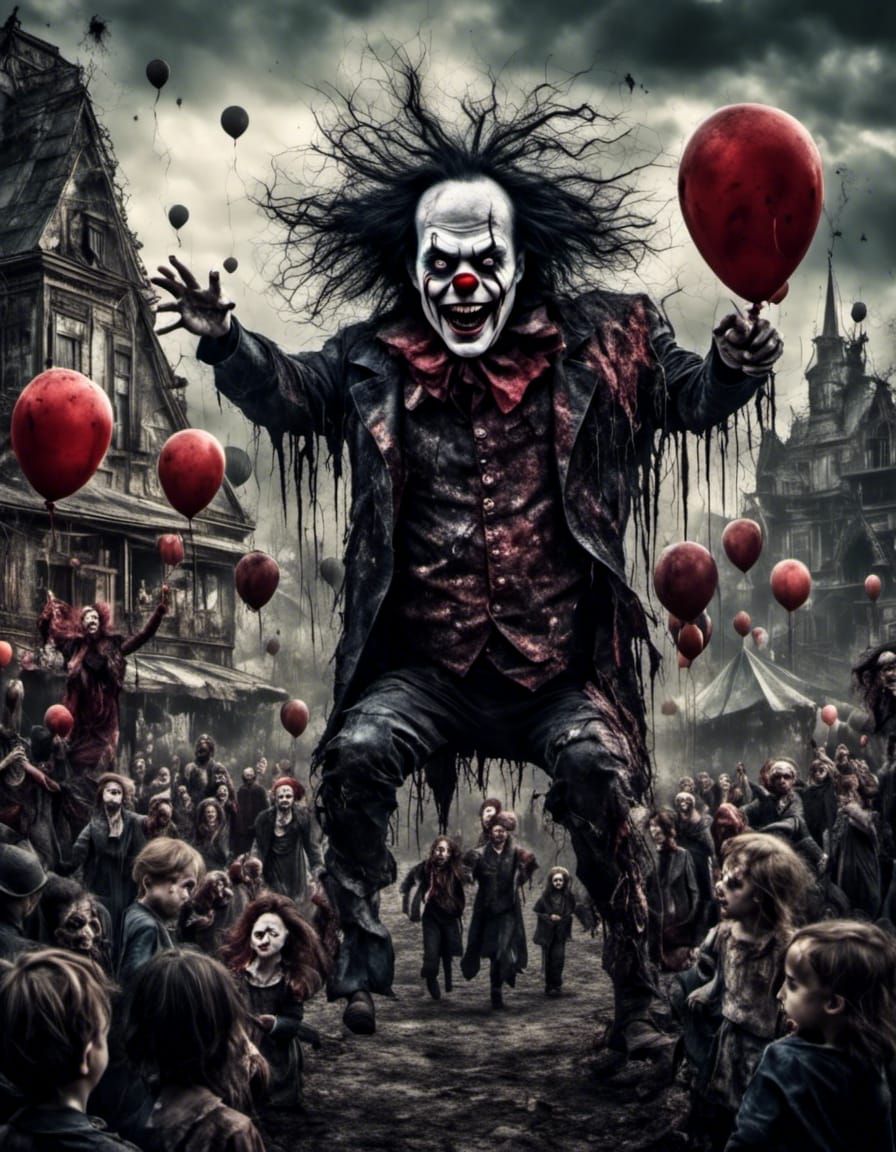 Zombie Clowns in a Horror Amusement Park