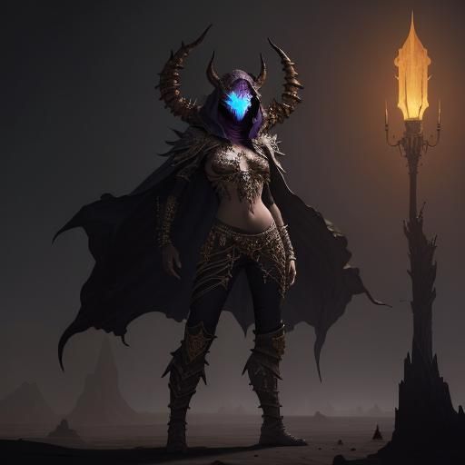 Desert Demon with Mask in Dark Fantasy Style