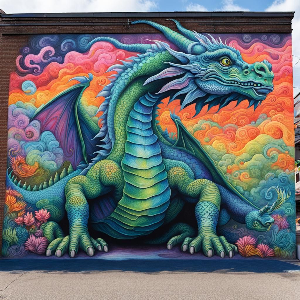 Psychedelic Chalk Art: Puff the Magic Dragon