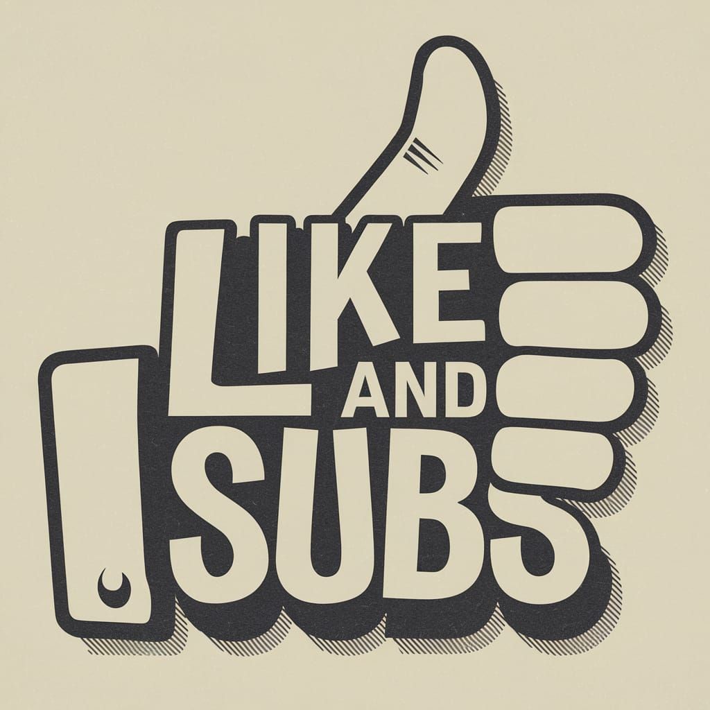 Retro Illustration of 'LIKES AND SUBS' in 1950s Style
