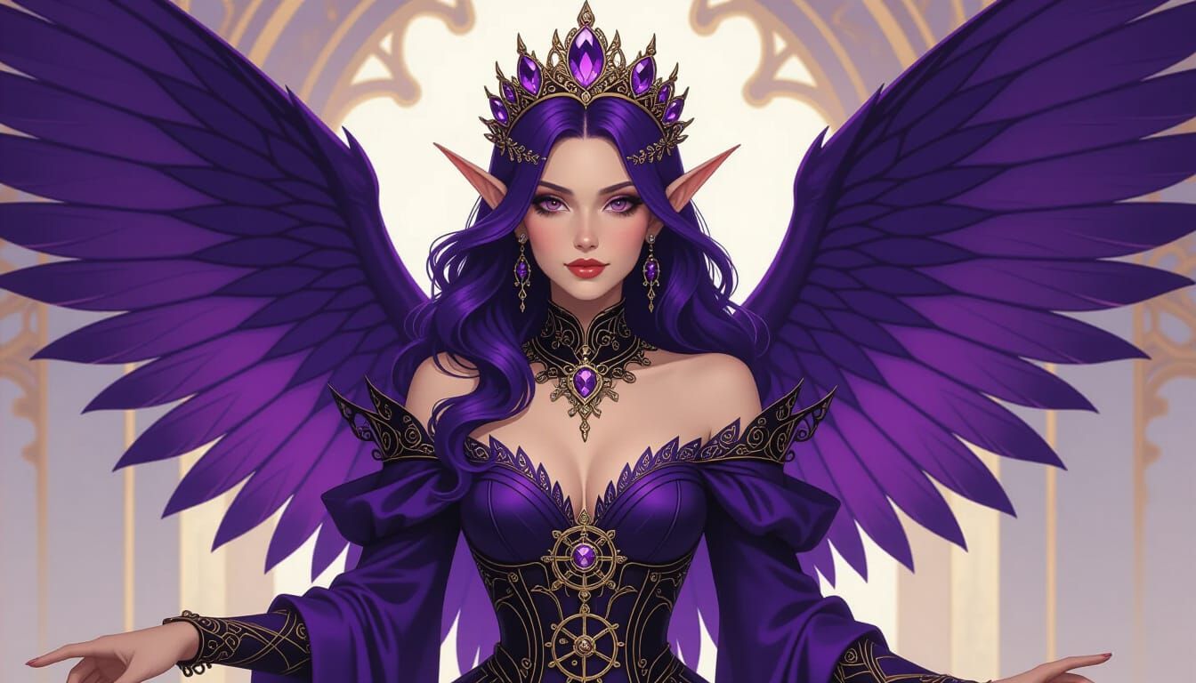 Steampunk Faerie Queen with Tyrian Purple Wings