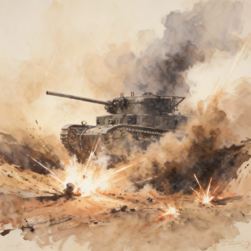 T-28 Tank Retreats Under Fire in WWI Battlefield Style