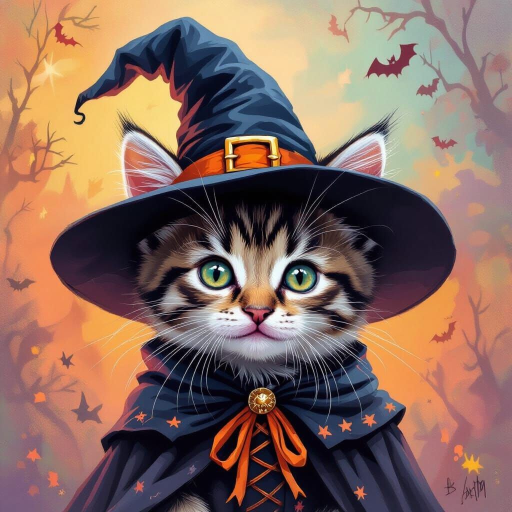 Cute Witch Kitten for Halloween