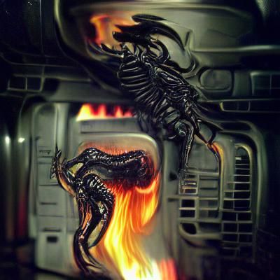 Burning Alien Spaceship