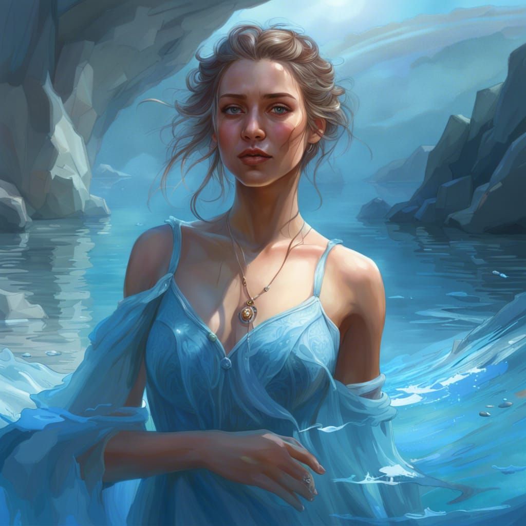 Water Goddess Portrait in Hyperdetailed Style