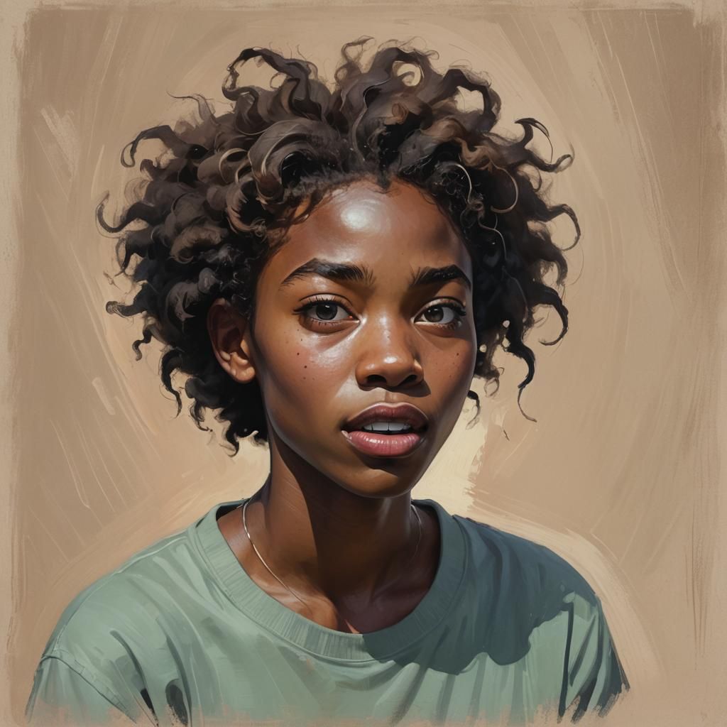 Inquisitive Teenager Portrait in Animated Film Style