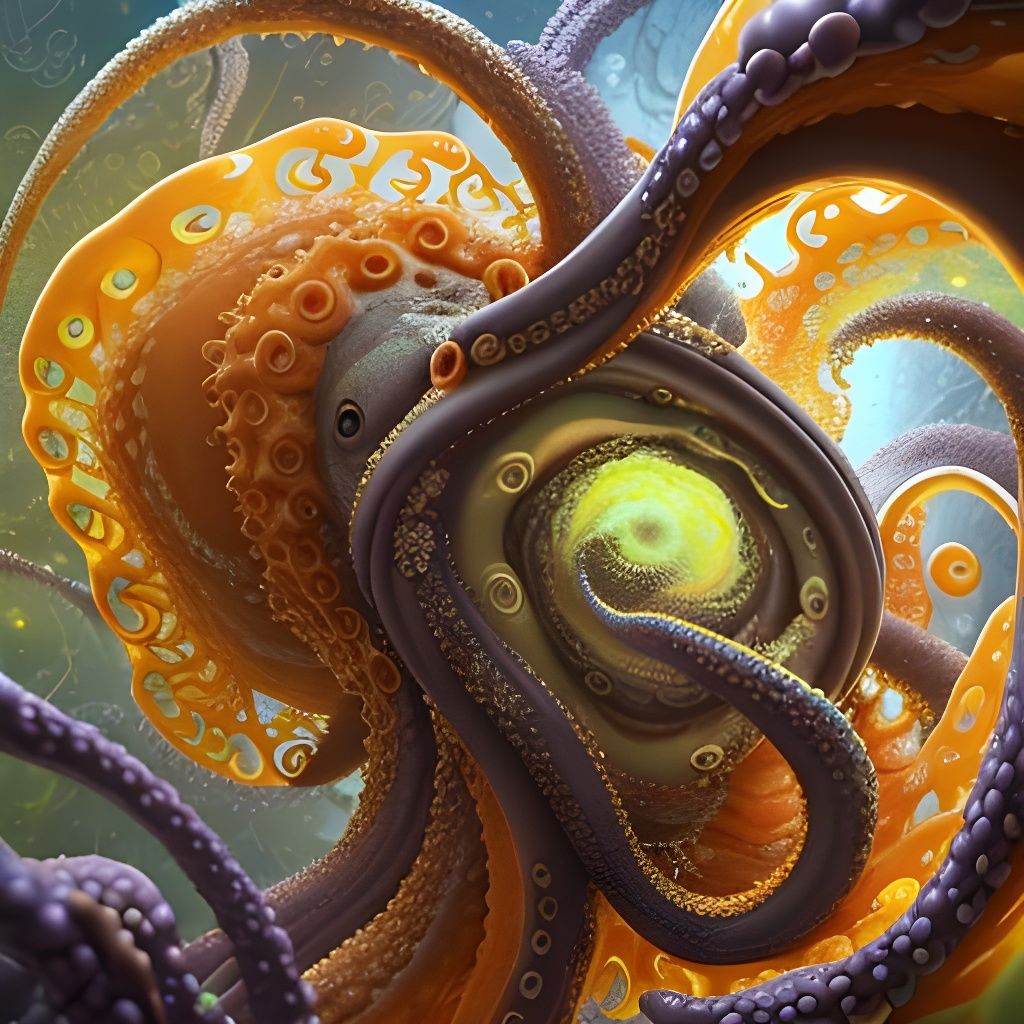 Complex Abstract Image with Magical Particles in Expressioni...