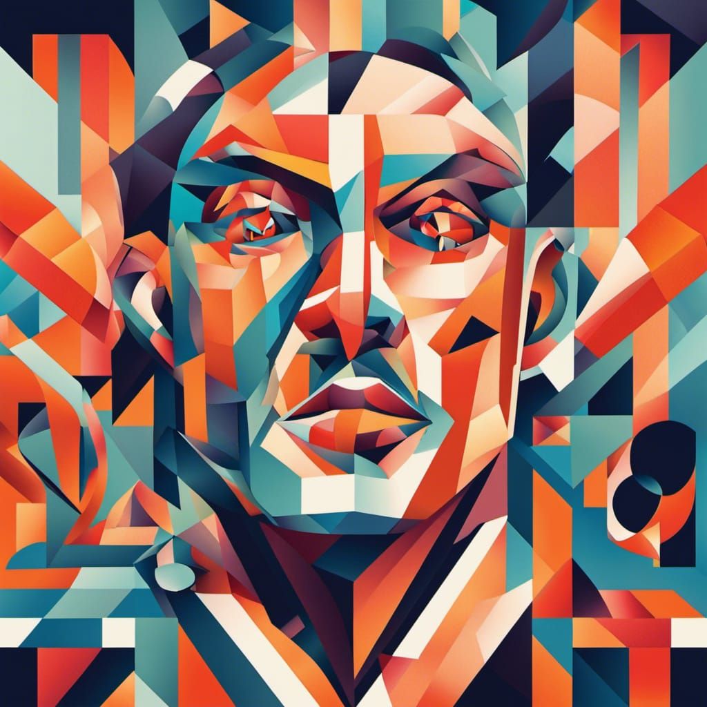 Tenacious Person in Cubist Art Deco Style