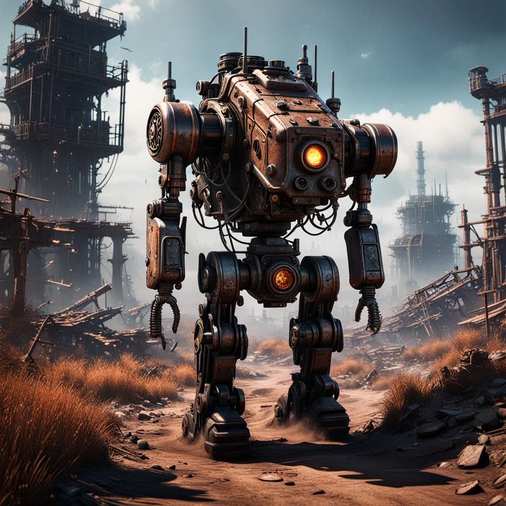 Post-Apocalyptic Steampunk Androids in Cyberpunk Style