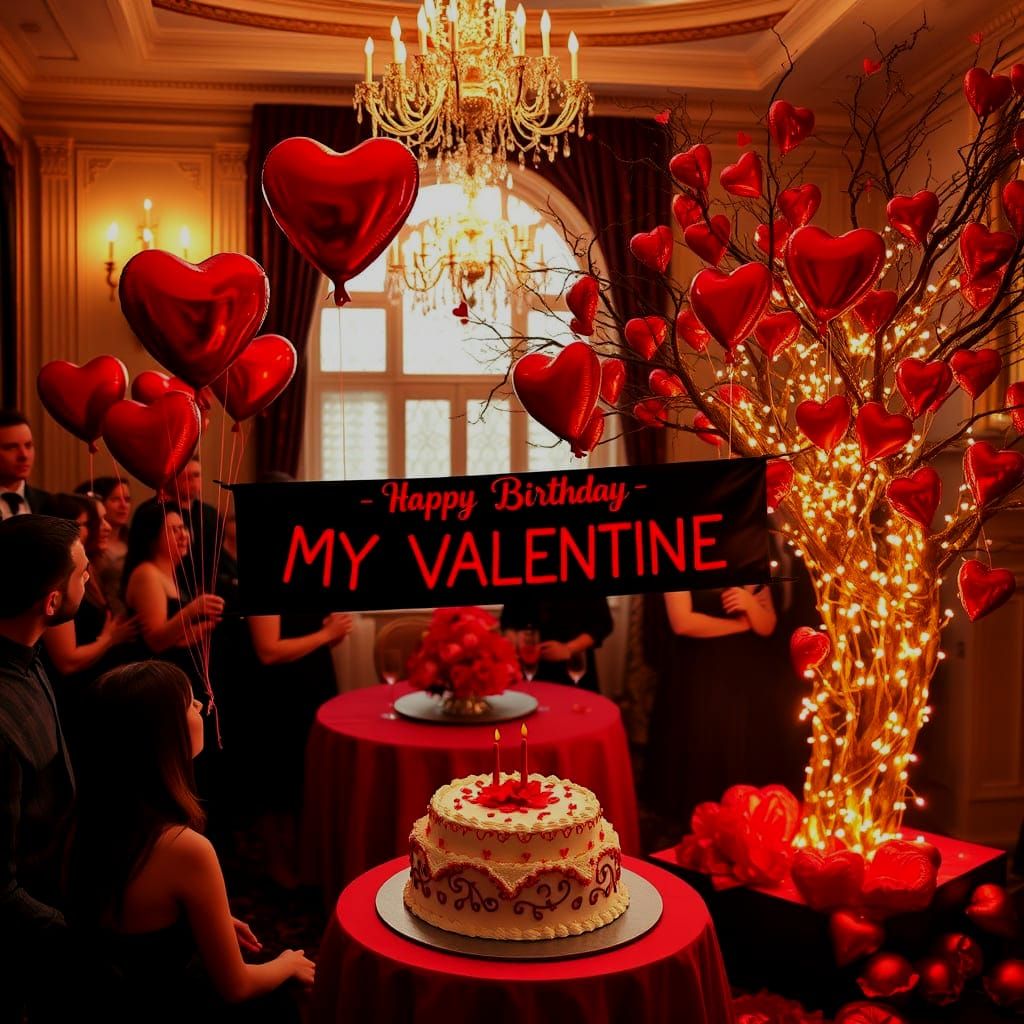 Romantic Gothic Valentine's Birthday Celebration in a Luxuri...