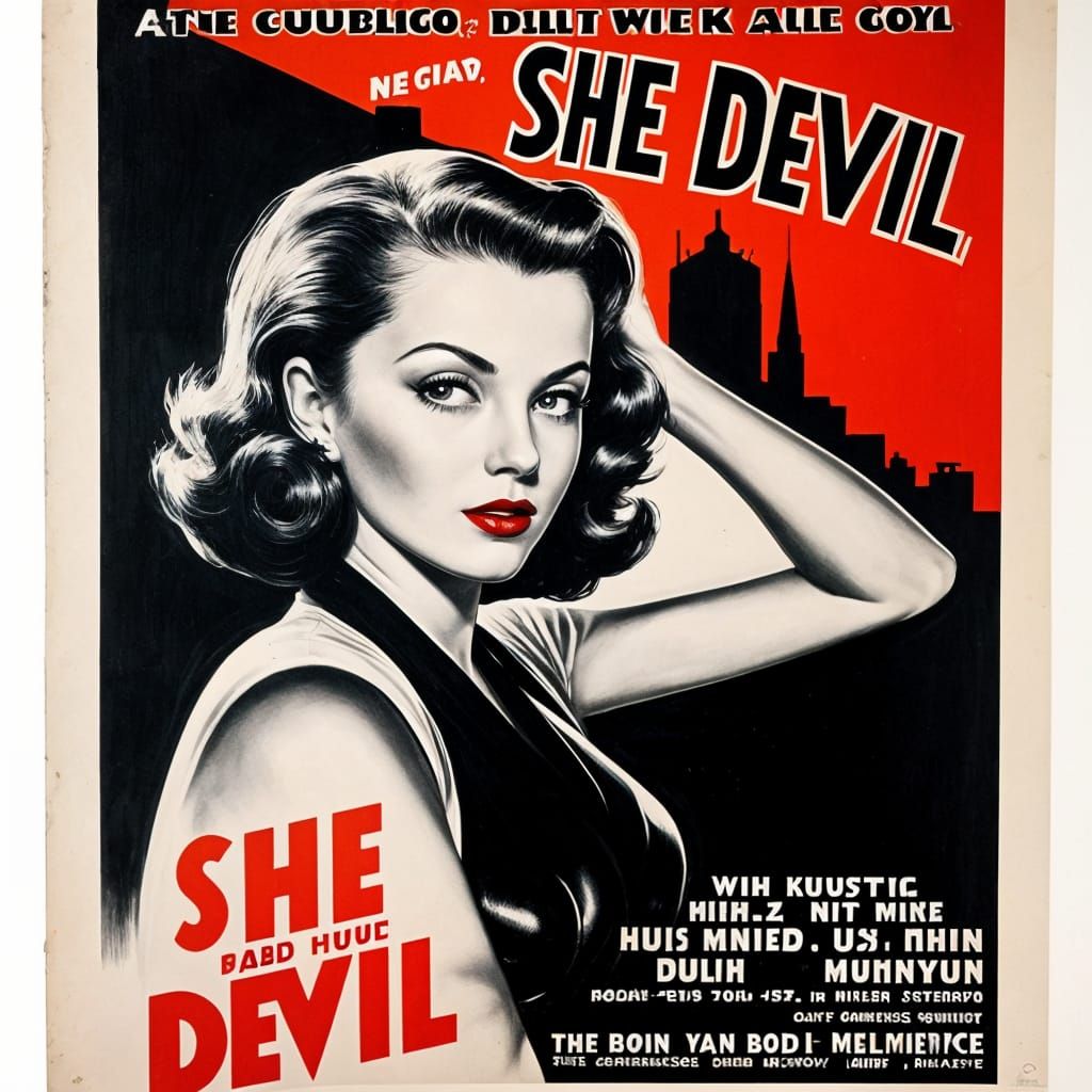 Vintage Noir Movie Poster: "She Devil" Murder Mystery