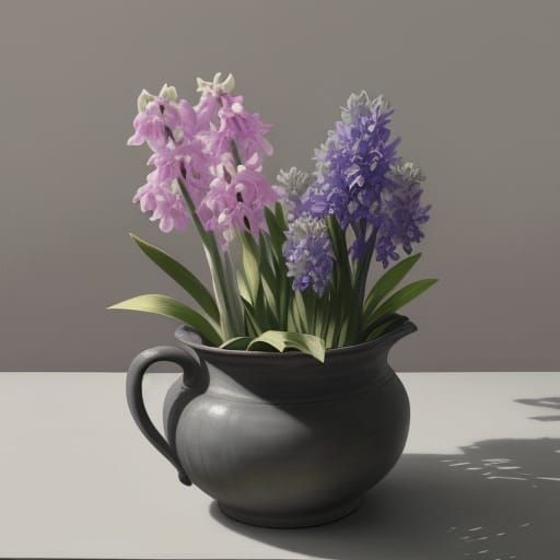 Monet's Hyacinth: Detailed Charcoal Drawing