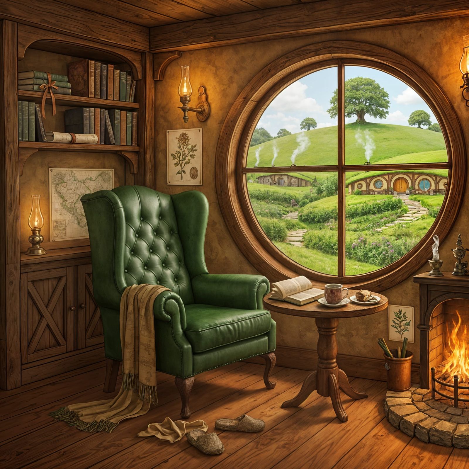 Cozy Reading Corner in Hobbiton: Tolkien Style