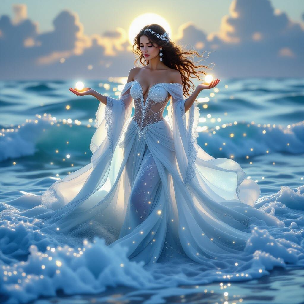 Sea Goddess Emerges from Ocean Depths