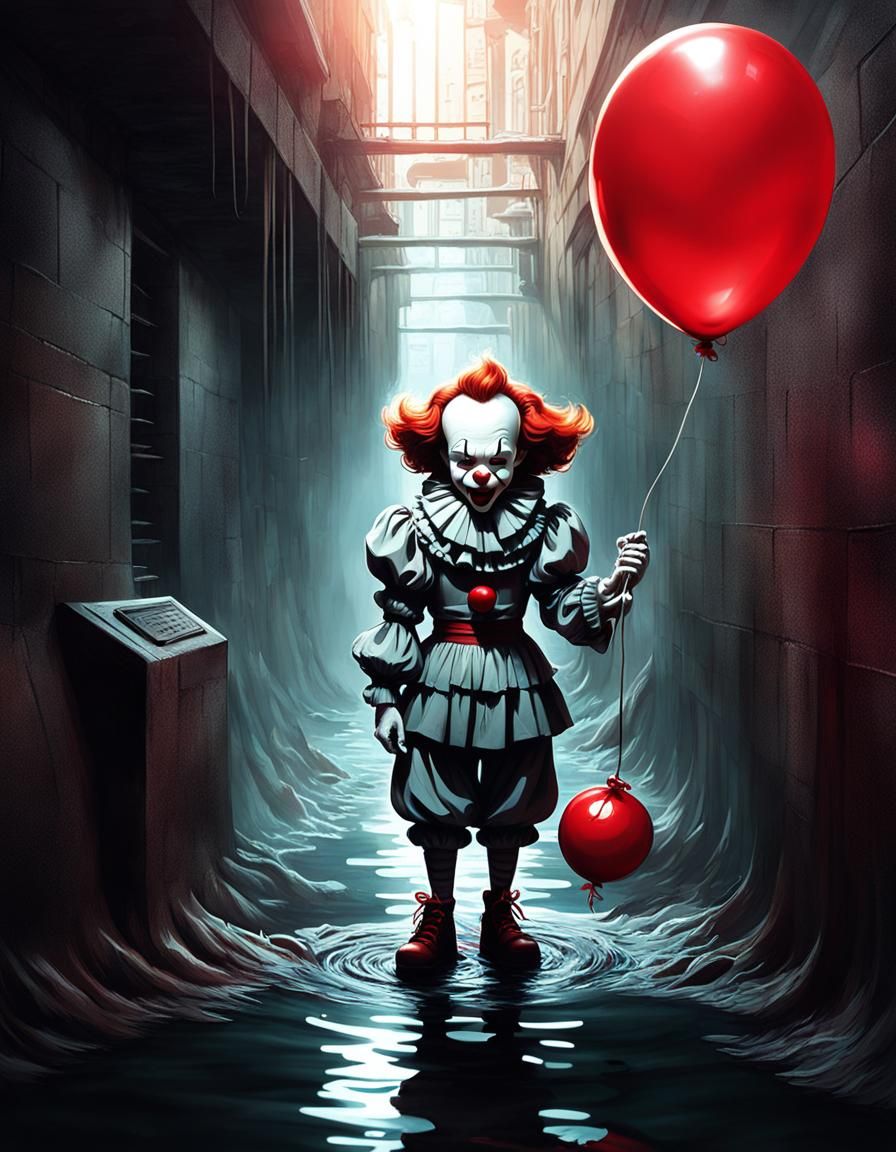 Surreal Pennywise in Sewer: A Digital Art Nightmare