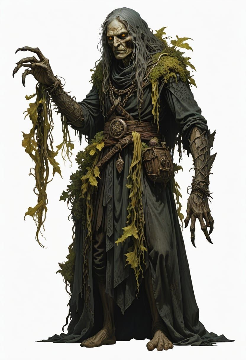 Dark Fantasy Crone in Seaweed Shroud