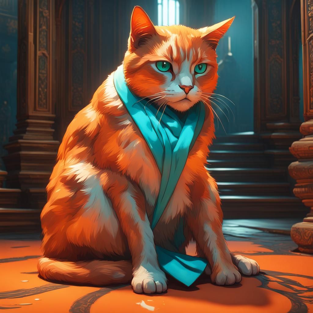 Hyperdetailed Sad Cat Concept Art in 8k