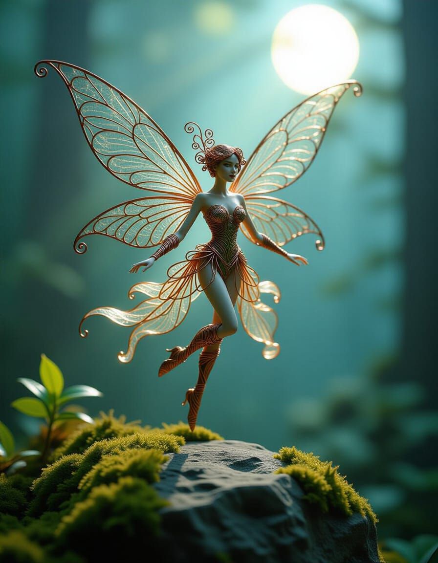 Ethereal Wire Faerie in Moonlight
