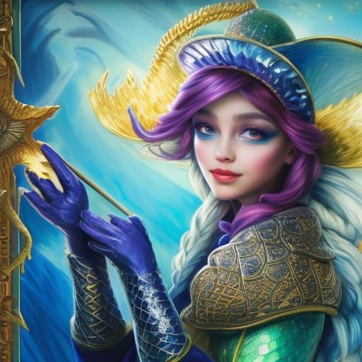 Mermaid Graduate in Vibrant Oil Painting Style