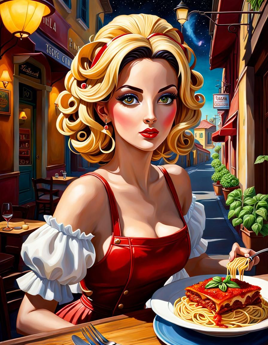 Goddess of Pasta in Small Town Trattoria