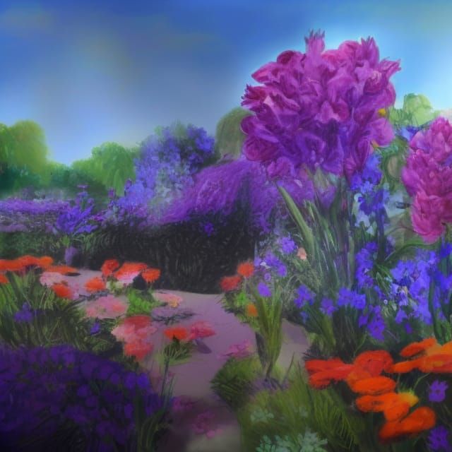 Exotic Flower Garden: Black and White Pencil Sketch