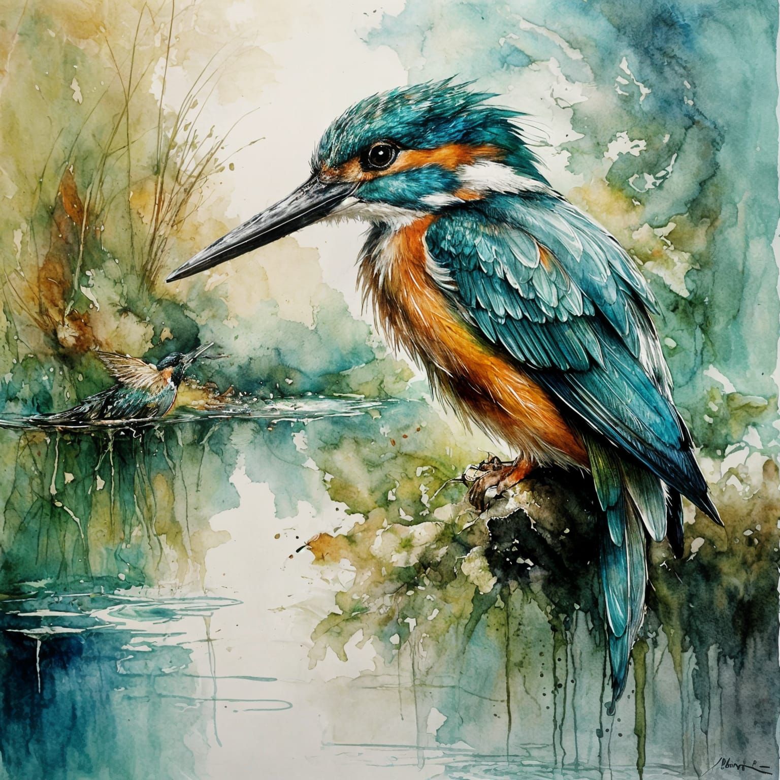 Kingfisher by the lake