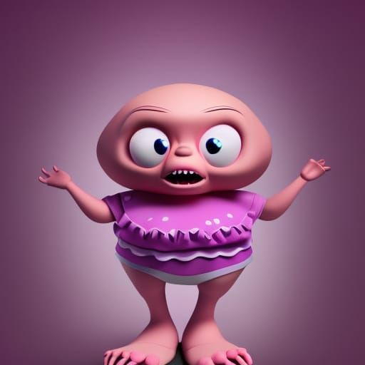 Pixar-Style Skeleton in Pink Tutu: 3D Digital Art