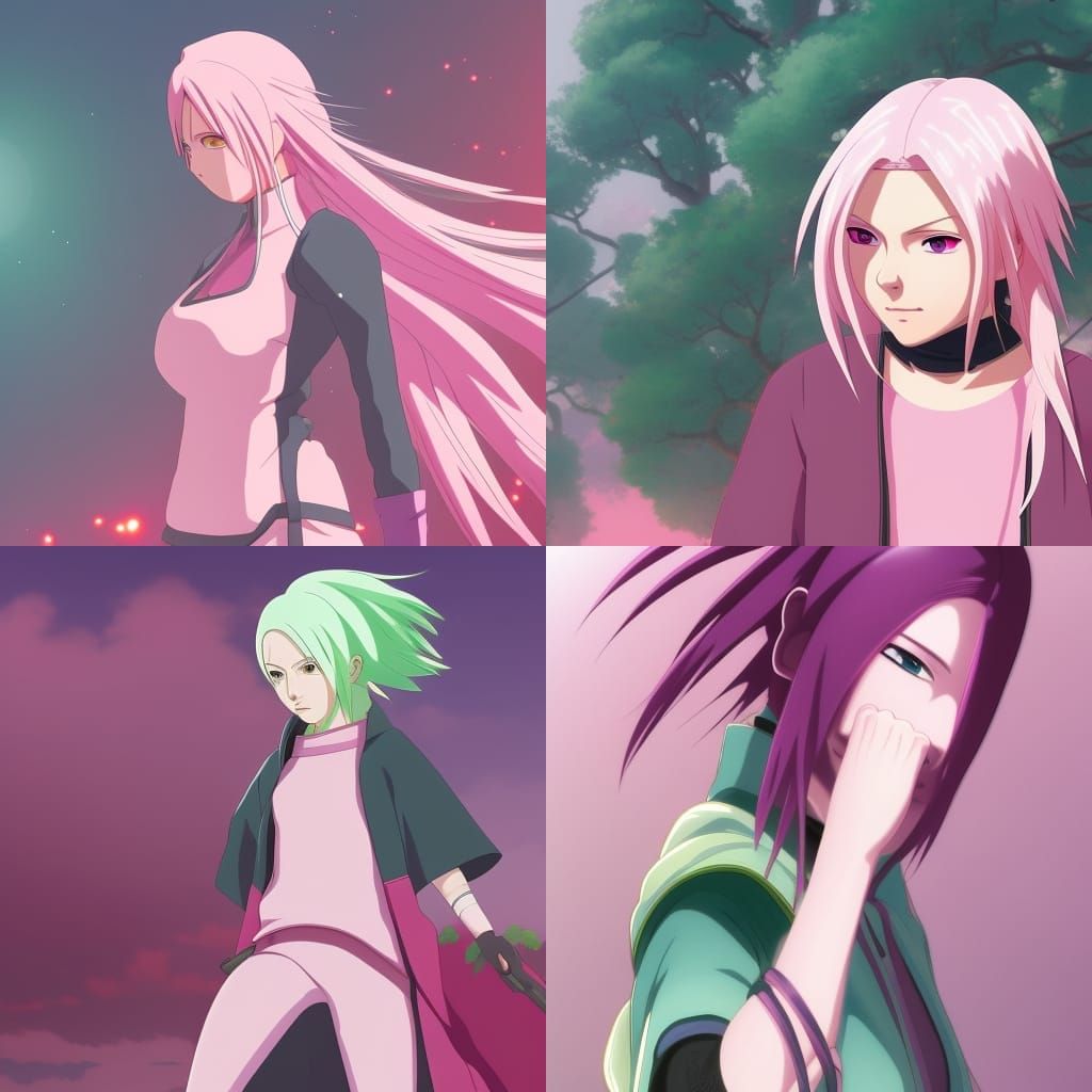 Sakura Haruno Ninja in Studio Ghibli Anime Style