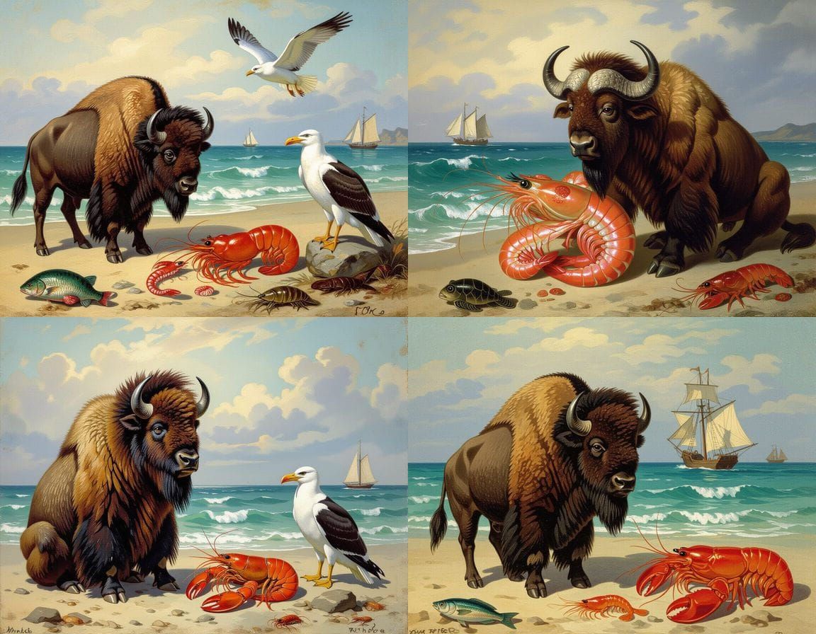 Horrific Mutant Creature in Surreal Ocean Landscape