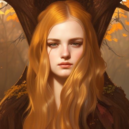 Autumn Maiden Portrait in Golden Hour Lighting