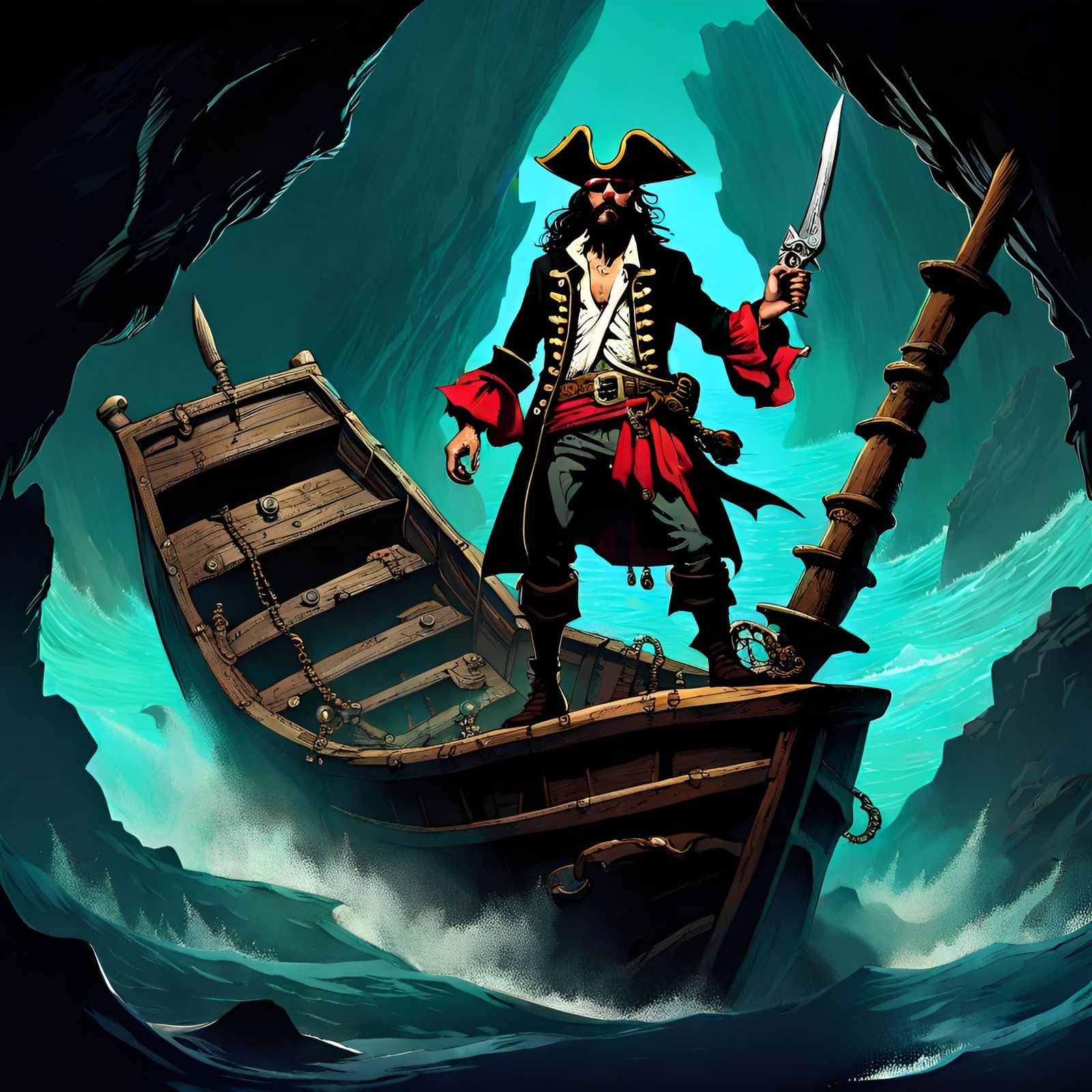 Pirate with Priest Hideout Eye Patch in Storme Paint