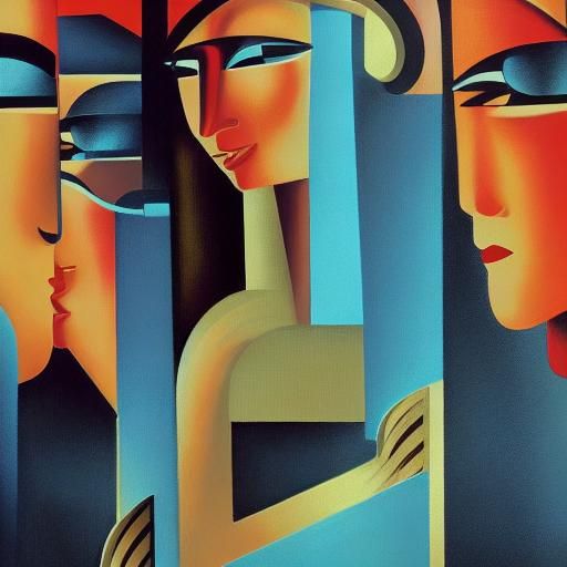 Art Deco Woman in Futuristic Metropolis
