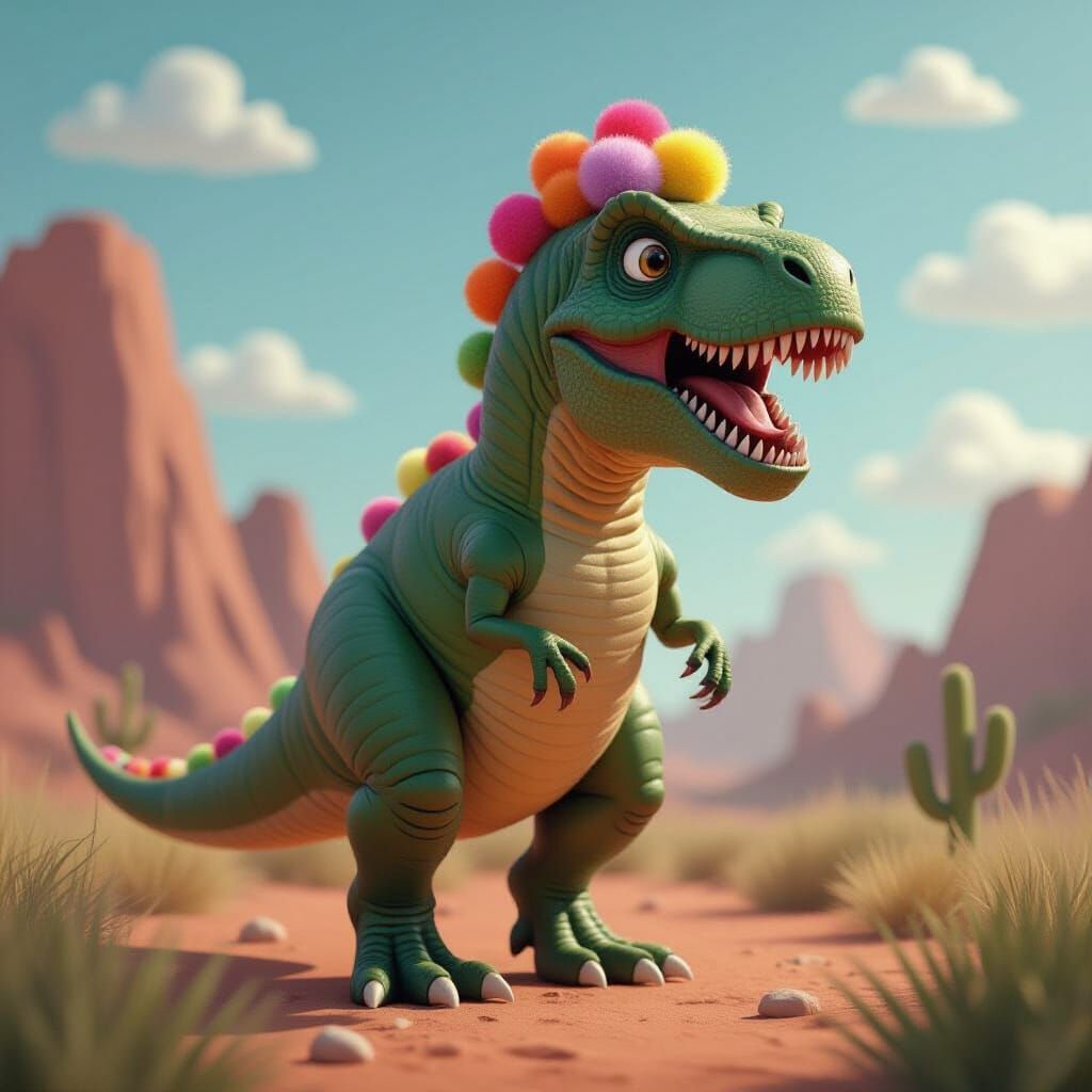 Pop Art T-Rex: Pom Pom Style