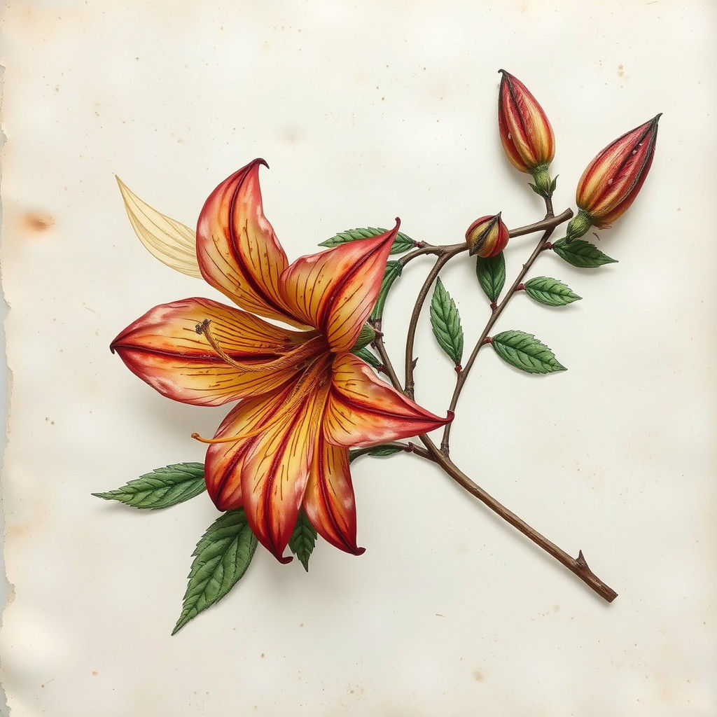 Miosothys Herbarium Page in Mixed Media Style