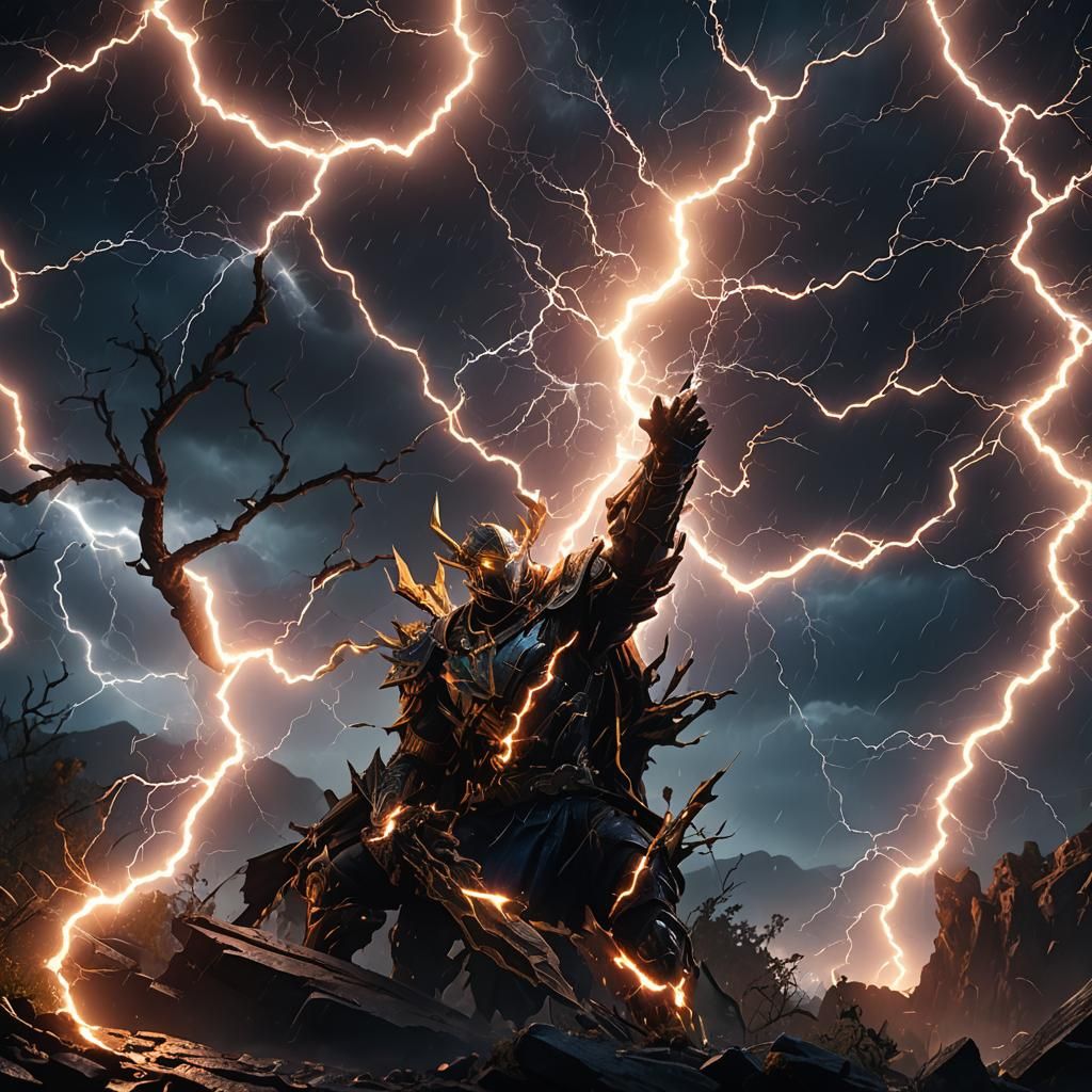 Lightning Flashes in Dark Night: Fantasy Concept Art