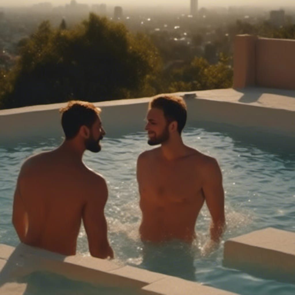 Finnish Men Plunge into Hot Springs Pool