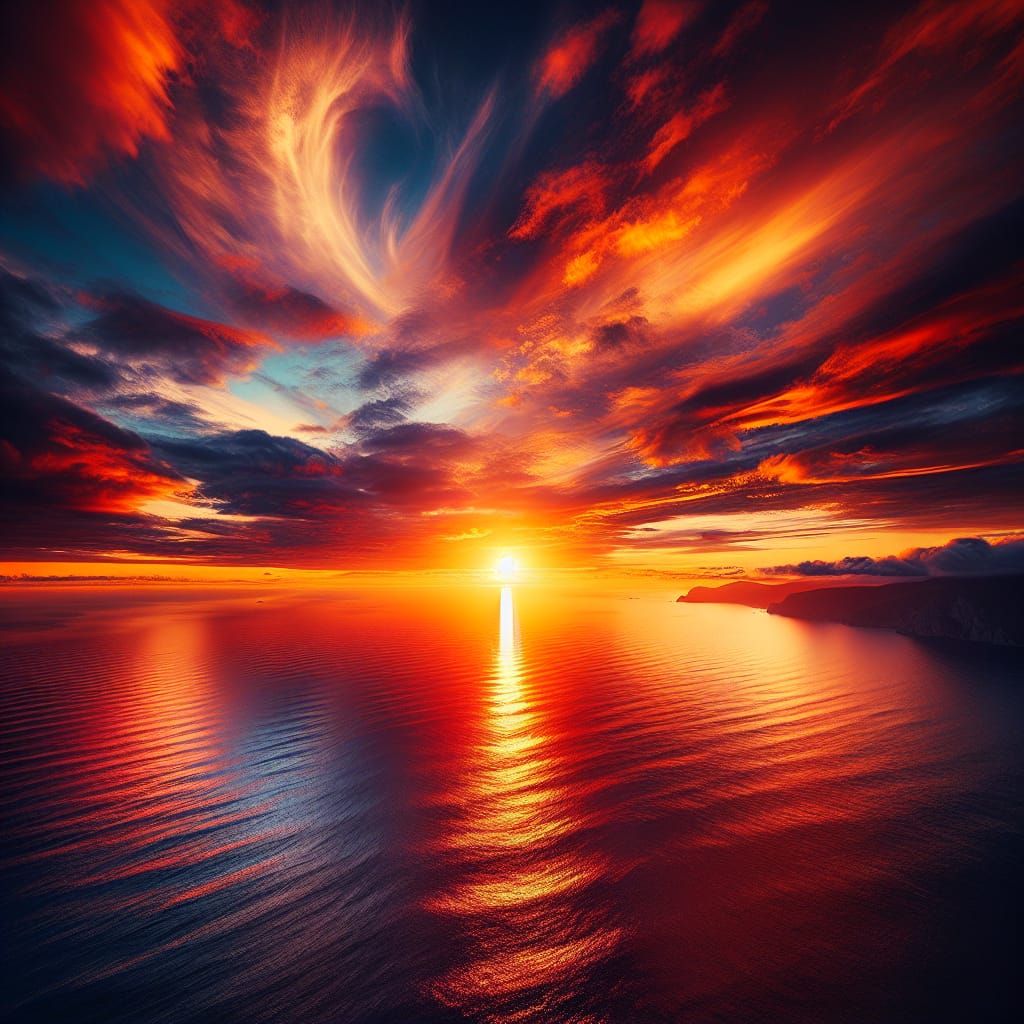 Sunset Over the Sea: A Symphony of Warm Hues