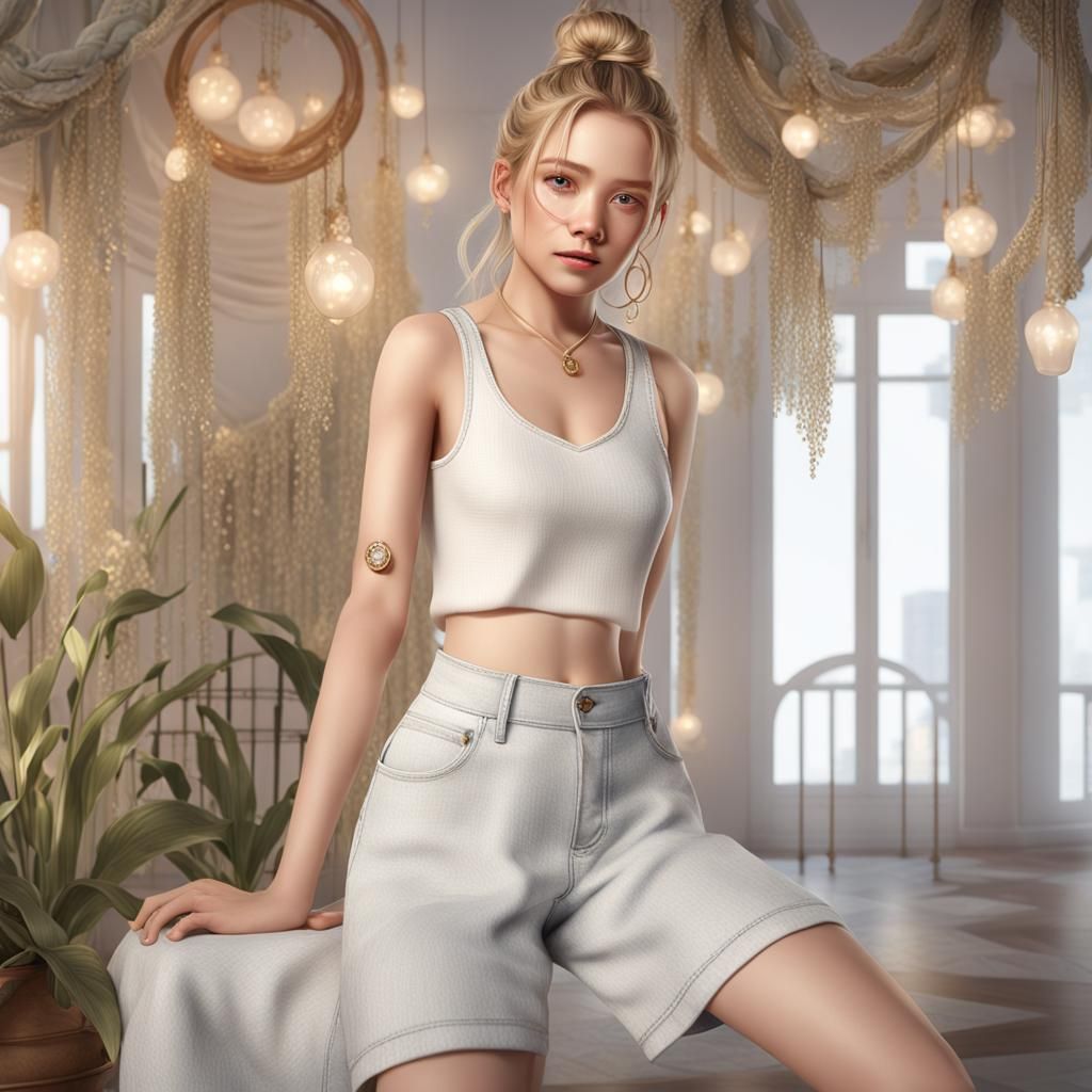 Detailed Portrait of Woman with Braids, 8K